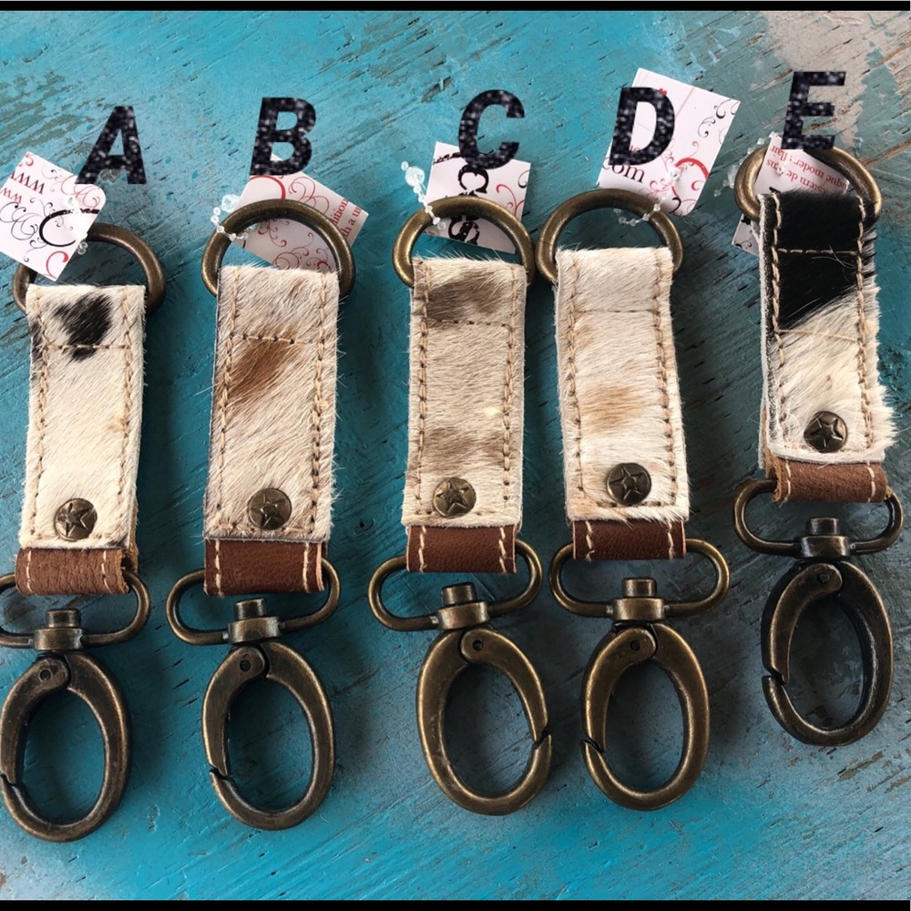 Leather Cow Hide KeyChain Ring Myra Bag Unisex